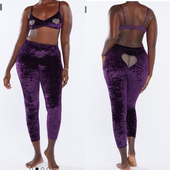 Savage X Fenty Other - NEW Savage X Fenty Velvet Hearts Cut Out 2 Piece Set Bra and Leggings